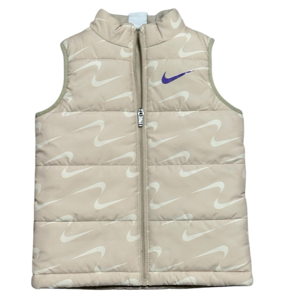 NIKE Kids puffer vest jacket size 5/6 Ivory tan